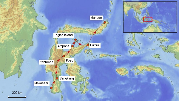 Reisekarte Sulawesi