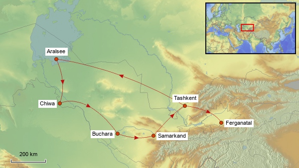 Reisekarte Usbekistan 2017