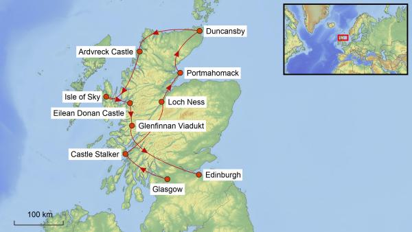 Reisekarte Schottland